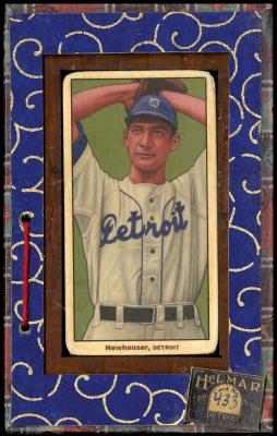 Picture, Helmar Brewing, T206-Helmar Card # 433, Hal NEWHOUSER (HOF), Green background, Detroit Tigers